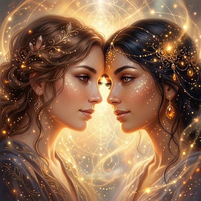 Visages proches en harmonie mystique - Adoucissements d'amour efficaces