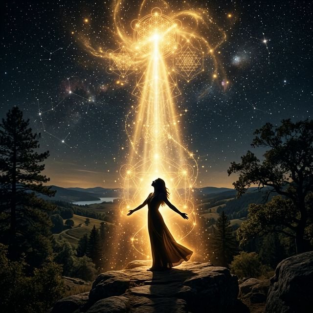 Personne recevant la lumière de l'univers - Sort pour trouver le véritable amour